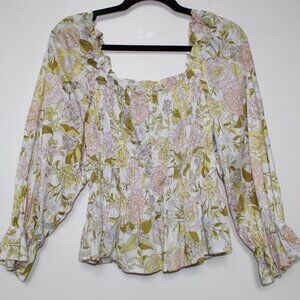 NWT Who What Wear “Drawing Room Floral” Peplum Blouse – Size XS